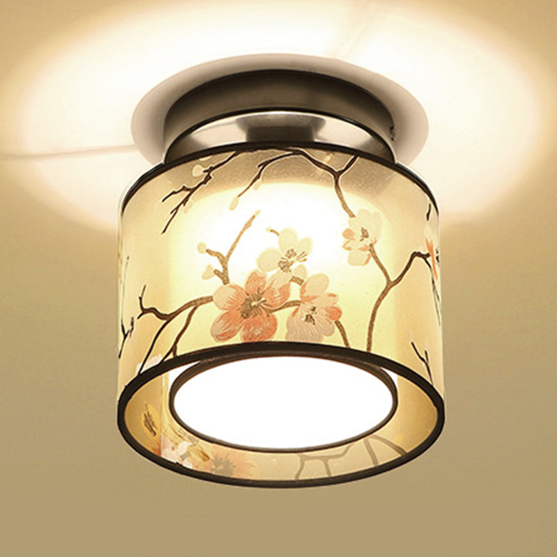 1 Light Ceiling Mount Light American Close to Ceiling Light with Fabric Shade