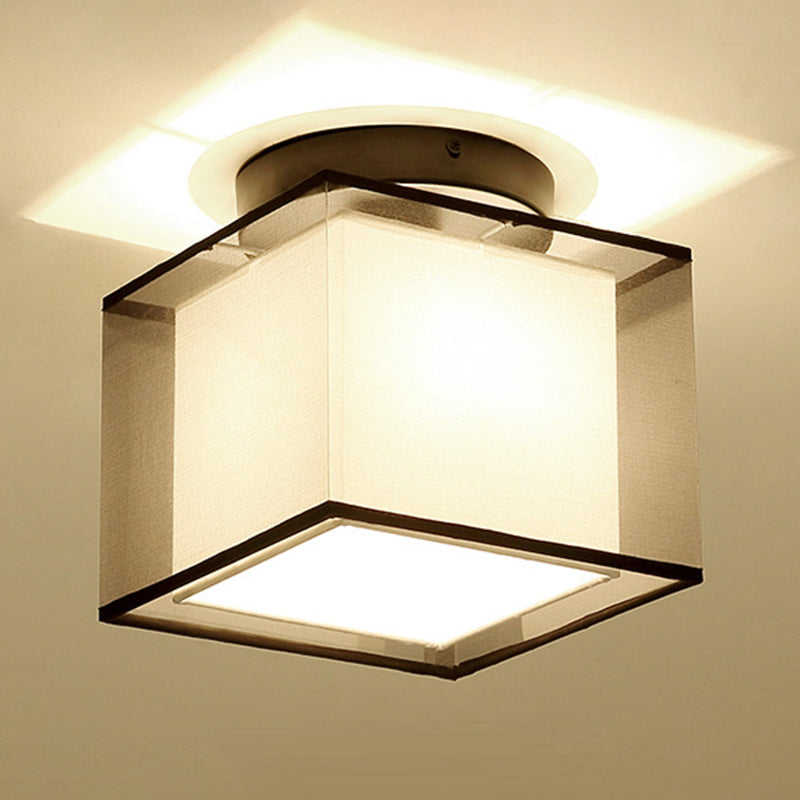 1 Light Ceiling Mount Light American Close to Ceiling Light with Fabric Shade