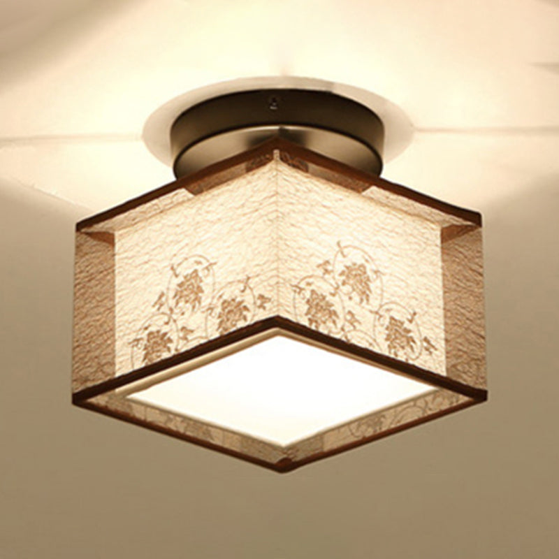 1 Light Ceiling Mount Light American Close to Ceiling Light with Fabric Shade