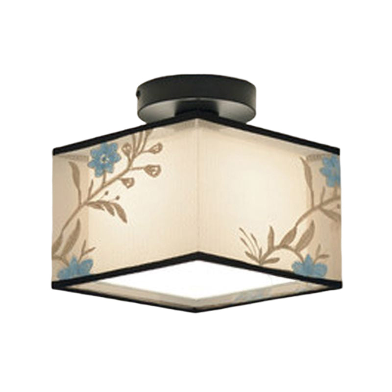 1 Light Ceiling Mount Light American Close to Ceiling Light with Fabric Shade