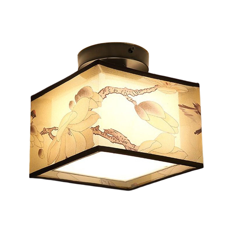 1 Light Ceiling Mount Light American Close to Ceiling Light with Fabric Shade