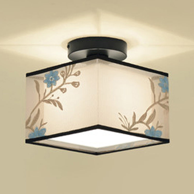 1 Light Ceiling Mount Light American Close to Ceiling Light with Fabric Shade