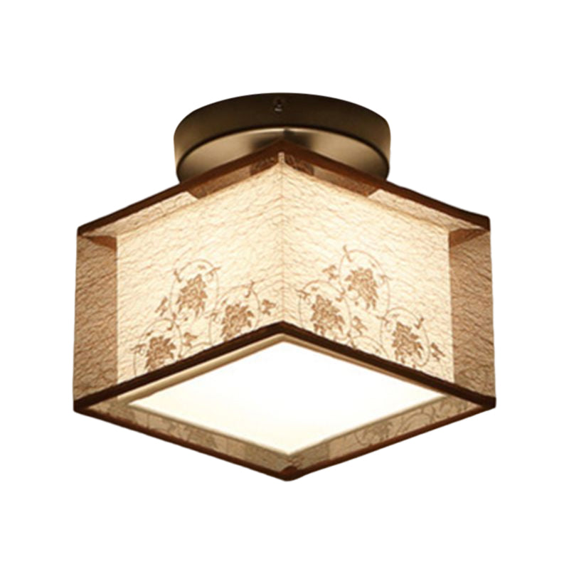 1 Light Ceiling Mount Light American Close to Ceiling Light with Fabric Shade