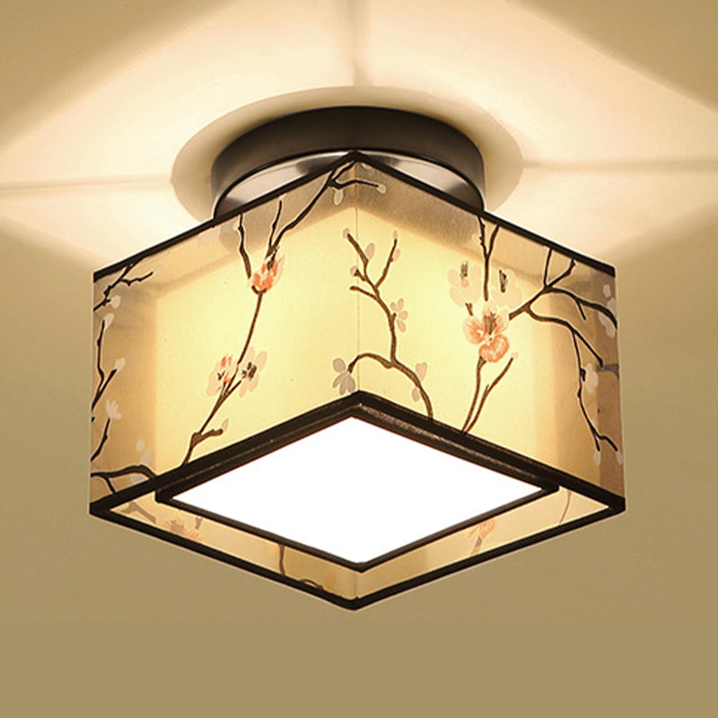 1 Light Ceiling Mount Light American Close to Ceiling Light with Fabric Shade