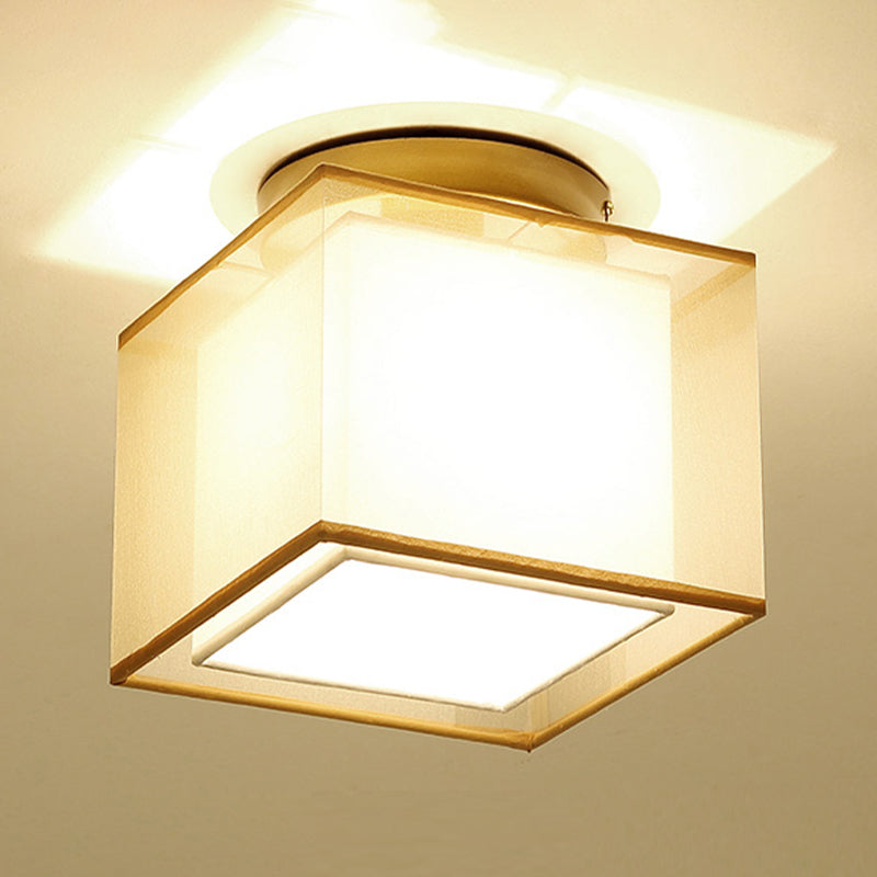 1 Light Ceiling Mount Light American Close to Ceiling Light with Fabric Shade