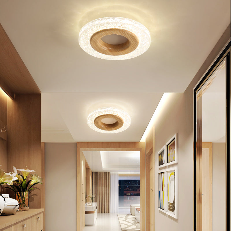 Geometrical Wood Ceiling Light Fixture Modern Style LED Ceiling Flush Mount