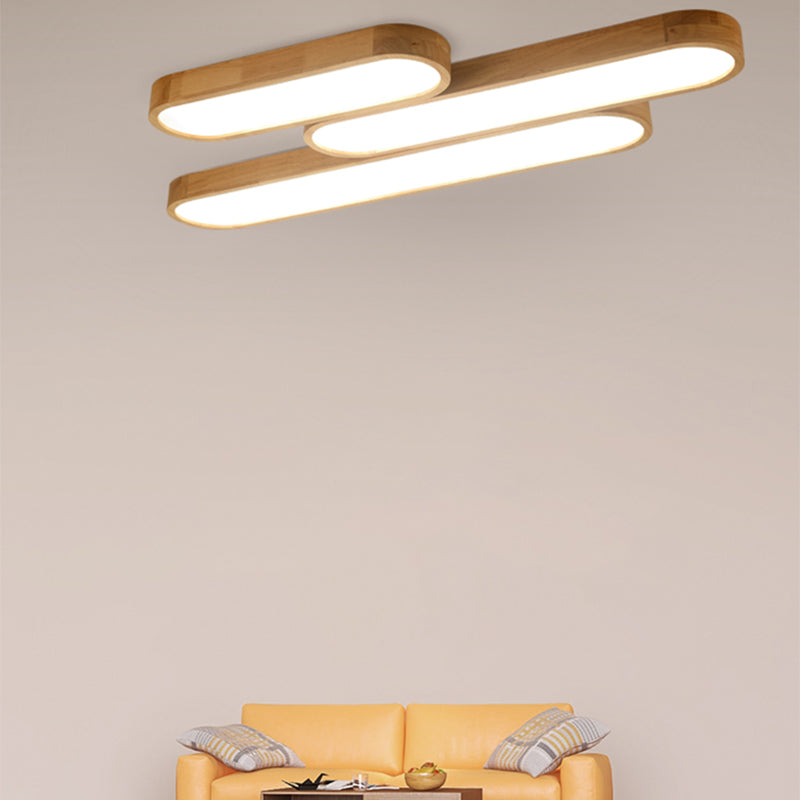 Wooden Ceiling Mount Light Fixture Oval Modern Ceiling Light Fixture