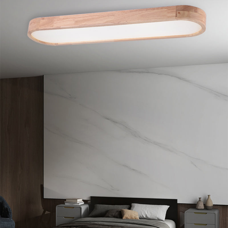 Wooden Ceiling Mount Light Fixture Oval Modern Ceiling Light Fixture