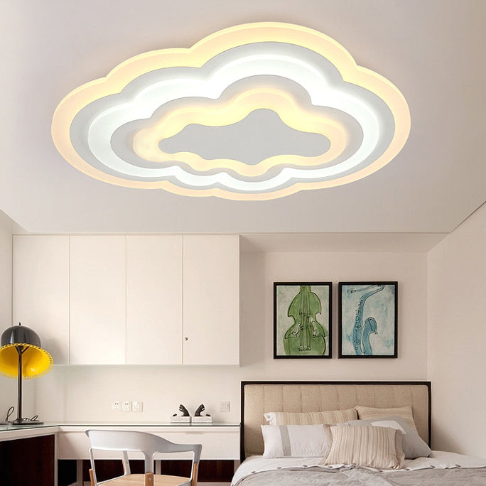 Metal Cloud Shape Flush Mount Modern 1 Light Flush Mount Lighting Fixtures in White