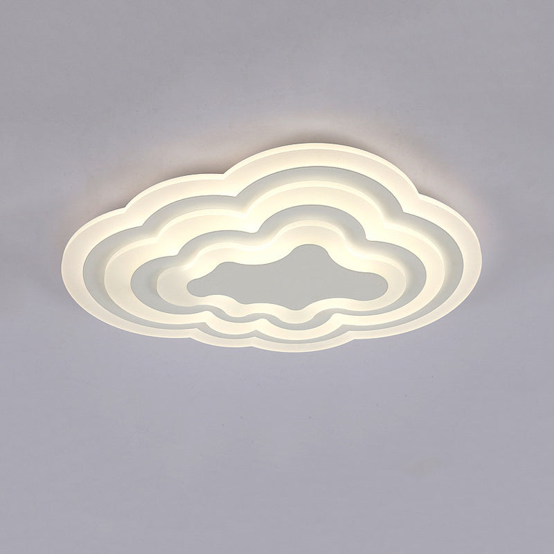 Metal Cloud Shape Flush Mount Modern 1 Light Flush Mount Lighting Fixtures in White