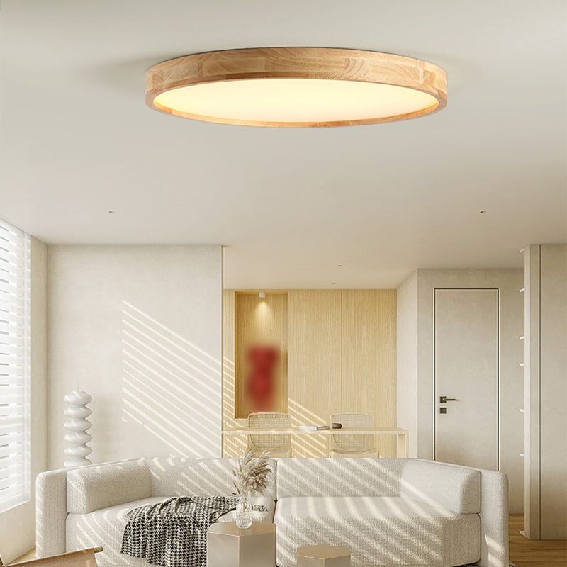 Wooden Ceiling Mounted Light Simplicity Geometric Living Room Close to Ceiling Light