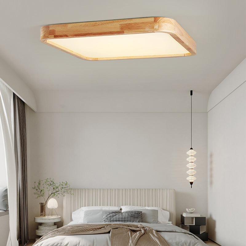 Wooden Ceiling Mounted Light Simplicity Geometric Living Room Close to Ceiling Light