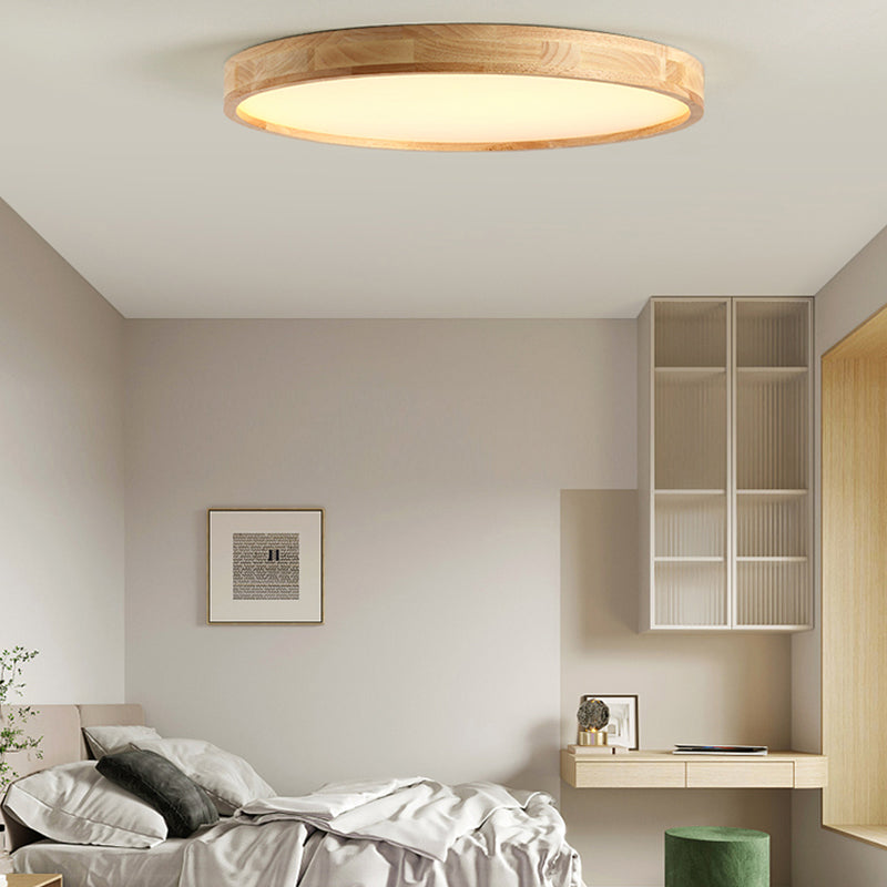 Wooden Ceiling Mounted Light Simplicity Geometric Living Room Close to Ceiling Light