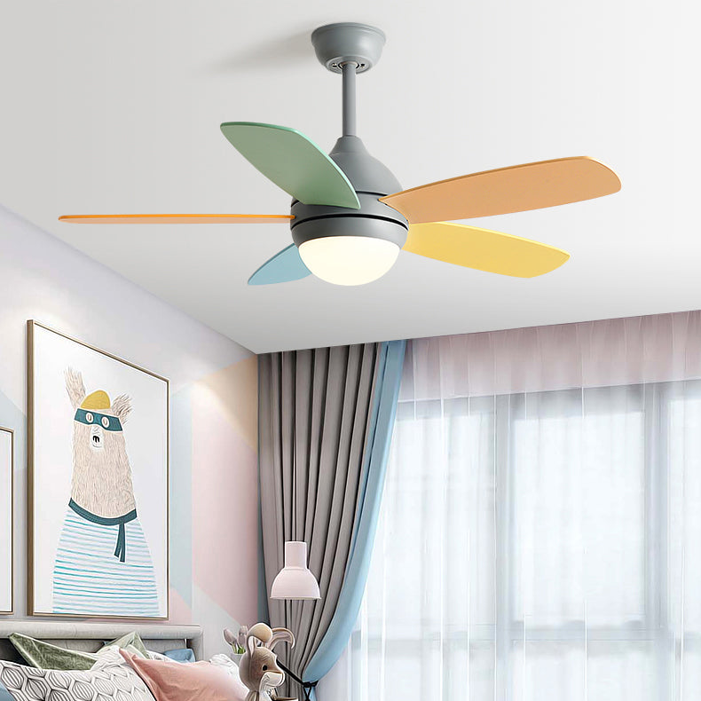 Dome Shape Metal Ceiling Fan Lighting Kids Style 1 Light Ceiling Fan Light