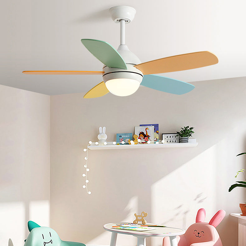 Dome Shape Metal Ceiling Fan Lighting Kids Style 1 Light Ceiling Fan Light