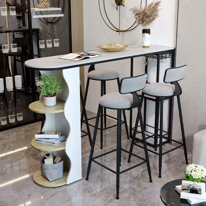 Stone Bar Dining Table Modern Bar Table with Double Pedestal for Kitchen