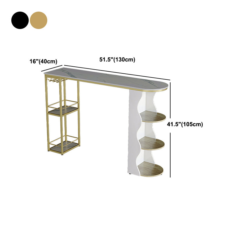 Stone Bar Dining Table Modern Bar Table with Double Pedestal for Kitchen