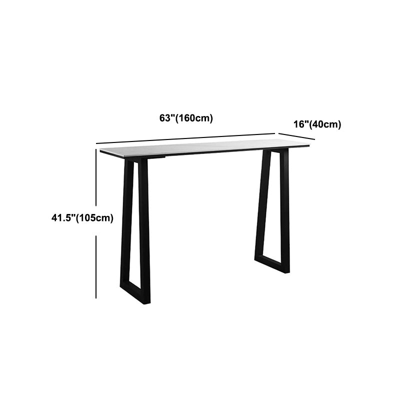 Rectangle Living Room Patio Bar Table Sled Industrial Stone Counter Table in White