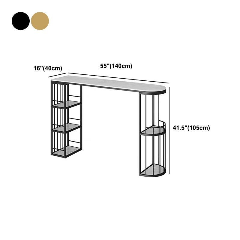 White Marble Counter-height Pub Table Modern Bar Dining Table for Living Room