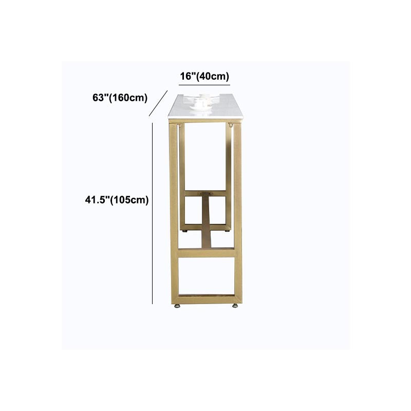 Stone Top Bar Dining Table Traditional Luxury Bar Table with Gold Base
