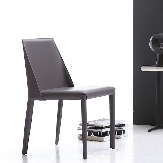 Contemporary Leather Dining Chair Parsons Chair in Matte Finish for Home