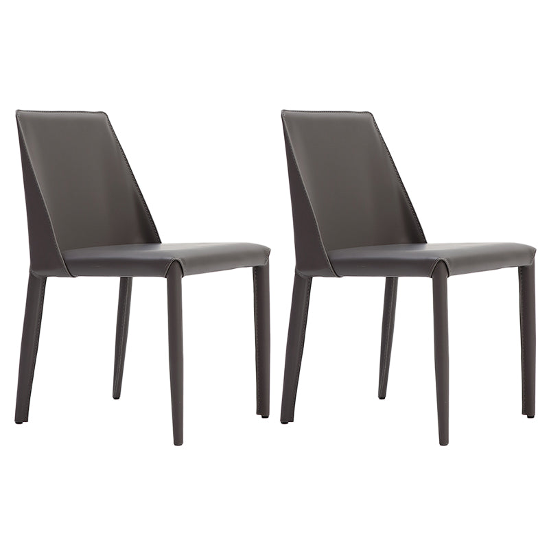 Contemporary Leather Dining Chair Parsons Chair in Matte Finish for Home