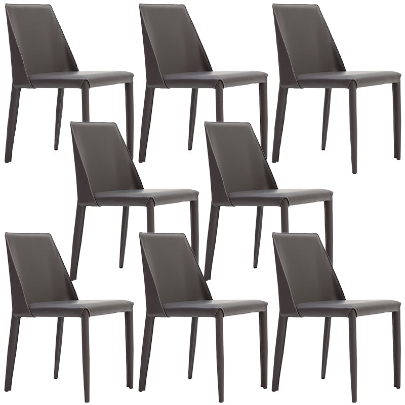 Contemporary Leather Dining Chair Parsons Chair in Matte Finish for Home