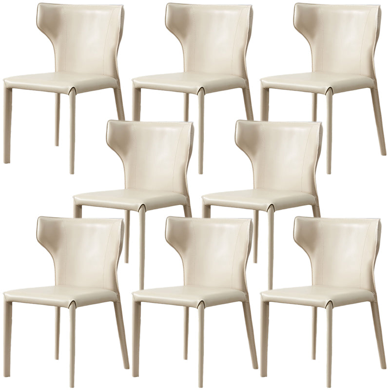 Contemporary Leather Dining Chair Wingback Side Furniture in Matte Finish for Home