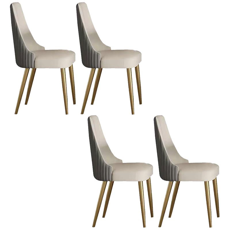 Glam Upholstered Dining Chair Leather Dining Chair with Gold Legs