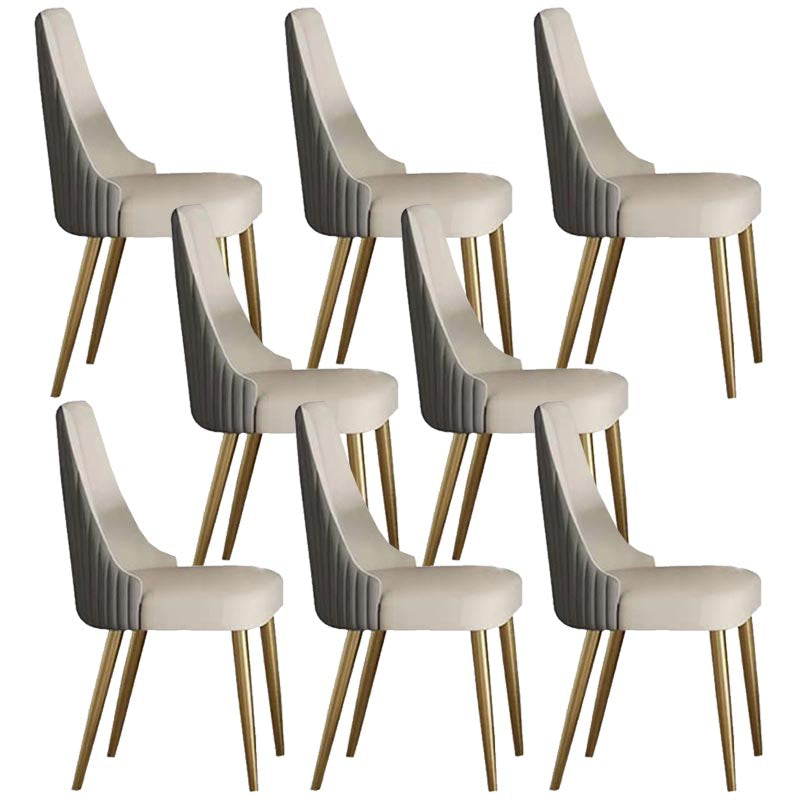 Glam Upholstered Dining Chair Leather Dining Chair with Gold Legs