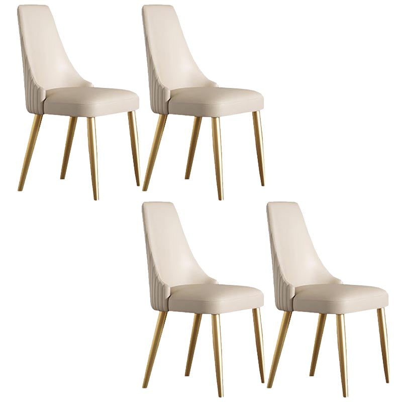 Glam Upholstered Dining Chair Leather Dining Chair with Gold Legs