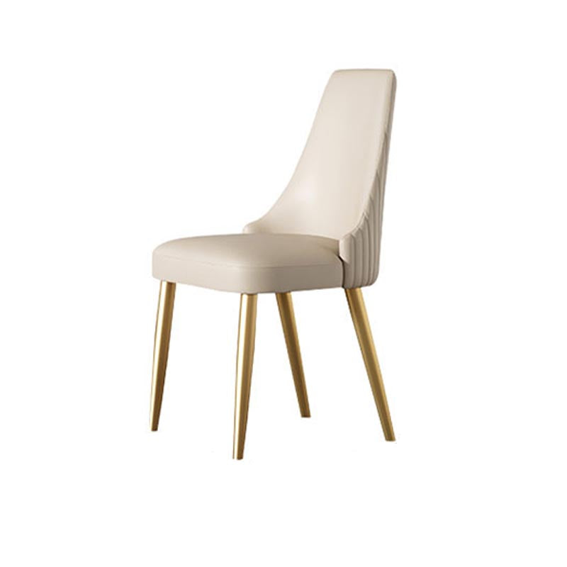 Glam Upholstered Dining Chair Leather Dining Chair with Gold Legs