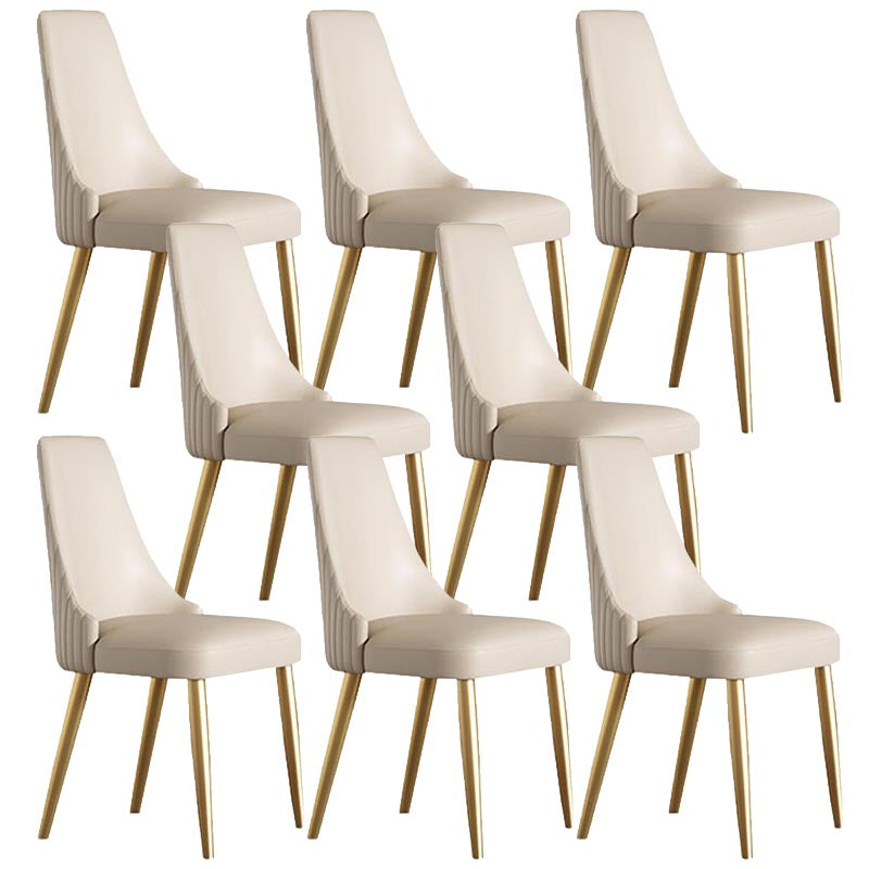 Glam Upholstered Dining Chair Leather Dining Chair with Gold Legs