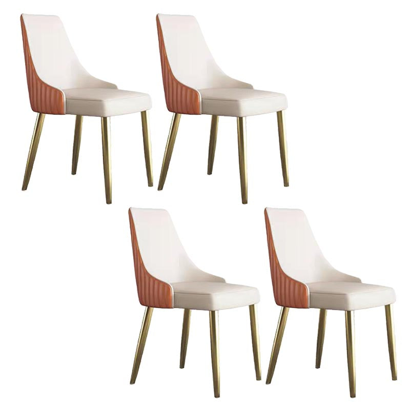 Glam Upholstered Dining Chair Leather Dining Chair with Gold Legs