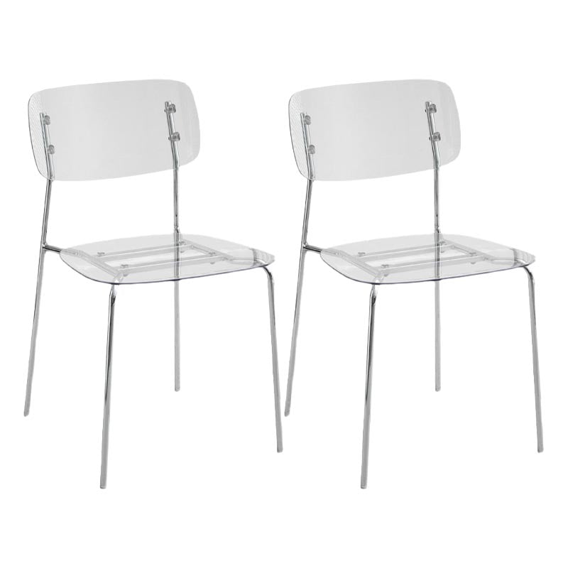 Contemporary Acrylic Dining Armchair Open Back Dining Chair with Silver Legs