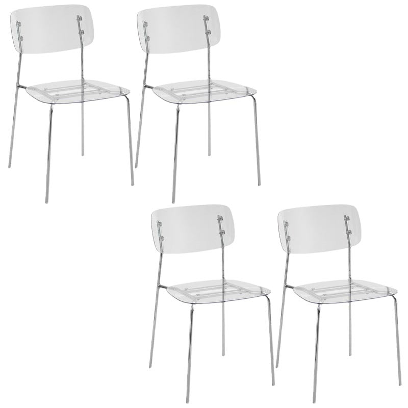 Contemporary Acrylic Dining Armchair Open Back Dining Chair with Silver Legs