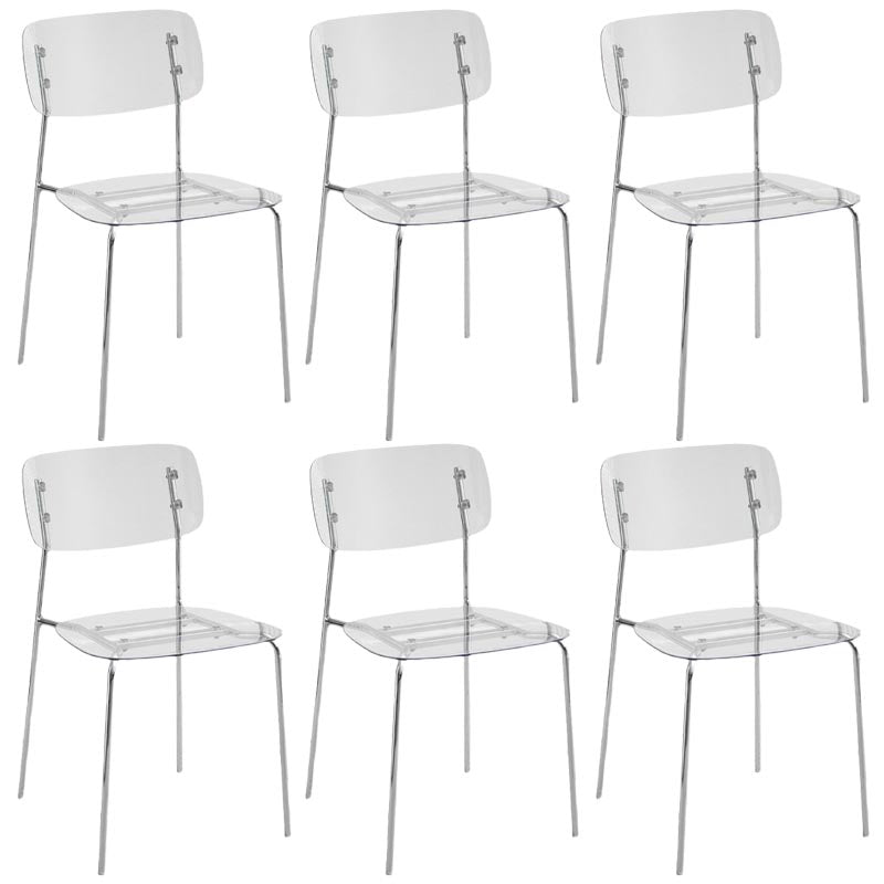 Contemporary Acrylic Dining Armchair Open Back Dining Chair with Silver Legs