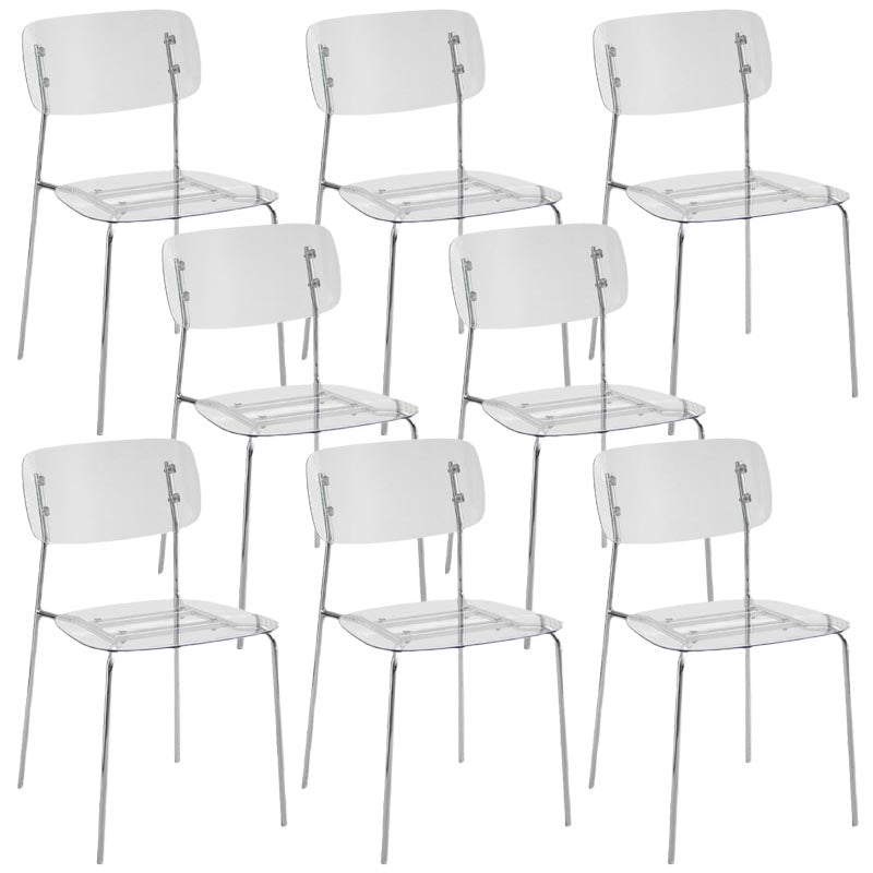 Contemporary Acrylic Dining Armchair Open Back Dining Chair with Silver Legs