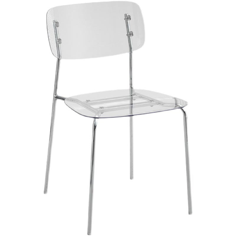 Contemporary Acrylic Dining Armchair Open Back Dining Chair with Silver Legs