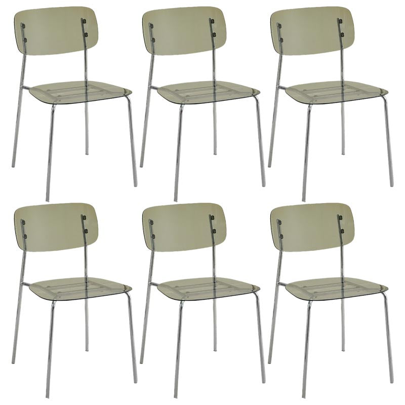 Contemporary Acrylic Dining Armchair Open Back Dining Chair with Silver Legs