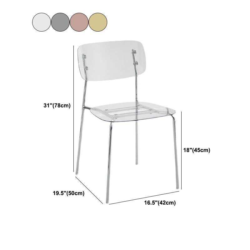 Contemporary Acrylic Dining Armchair Open Back Dining Chair with Silver Legs