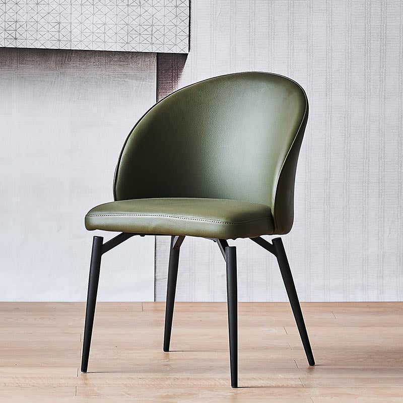 Leather Upholstered Dining Chair Contemporary Side Chair with Black Base