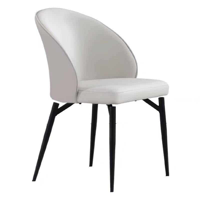 Leather Upholstered Dining Chair Contemporary Side Chair with Black Base