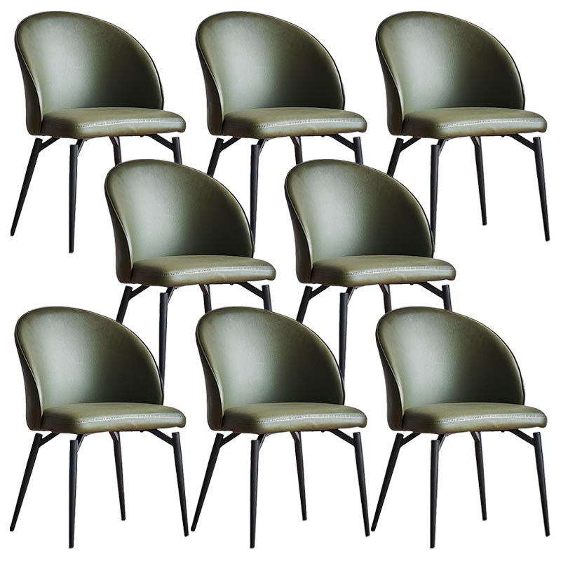 Leather Upholstered Dining Chair Contemporary Side Chair with Black Base