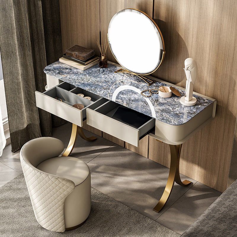 29.53" High Vanity with Stool, 2 Drawers Makeup Vanity Dressing Table