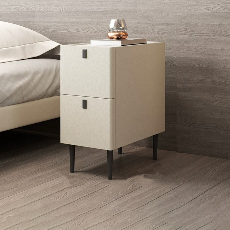 Modern Style Leather Polychromatic Choice of Black Cabinet Leg Nightstand