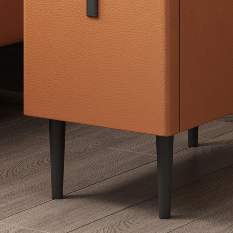 Modern Style Leather Polychromatic Choice of Black Cabinet Leg Nightstand