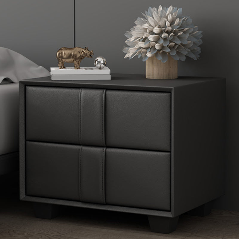 Modern Style with Two Drawer Grey/off-white/brown/leather Nightstand