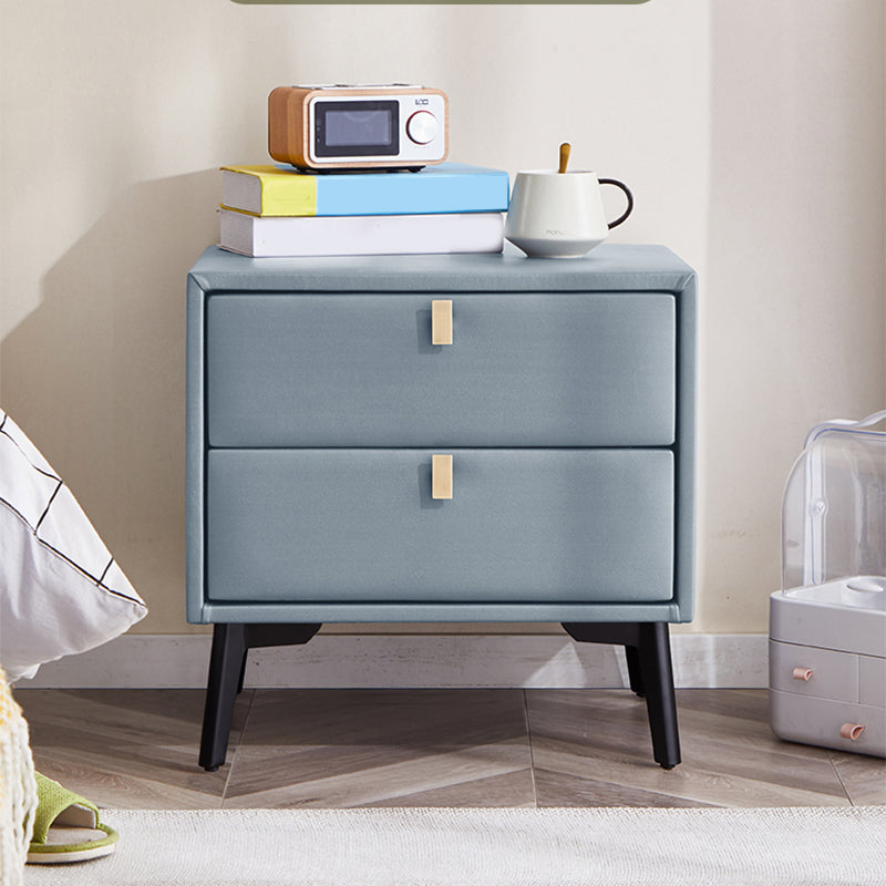 Modern Style with Two Drawers and a Choice of Color Leather Nightstand