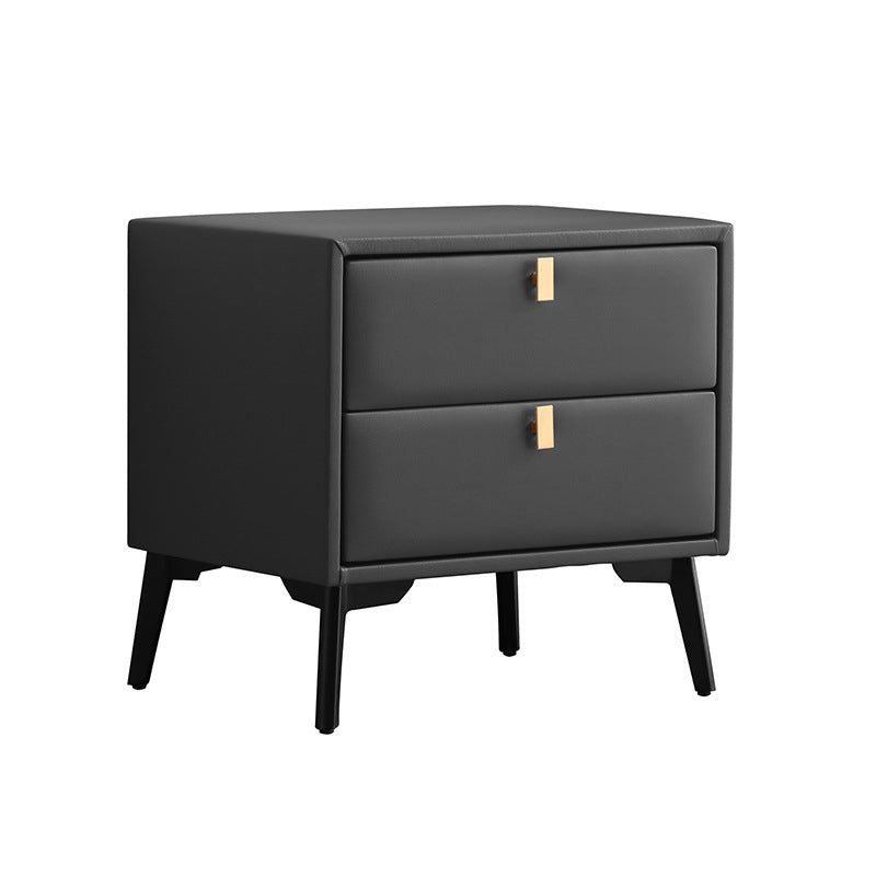 Modern Style with Two Drawers and a Choice of Color Leather Nightstand